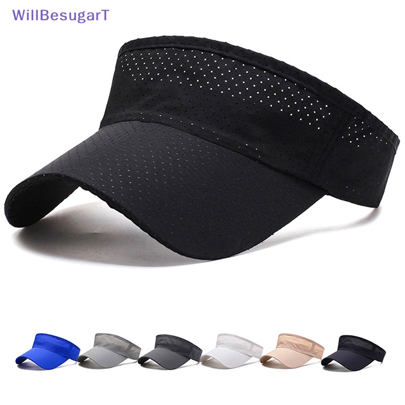 [WillBesugarT] ฤดูร้อน Breathable Air Sun หมวกผู้หญิงปรับ Visor ป้องกันรังสียูวีด้านบนที่ว่างเปล่า Solid กีฬาเทนนิสกอล์ฟวิ่ง [ใหม่]