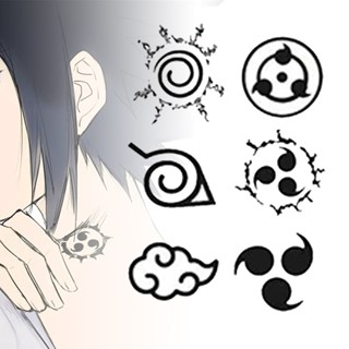 สติกเกอร์รอยสัก ลายอนิเมะนารูโตะ Akatsuki Sharingan Sasuke Mark กันน้ํา พร็อพสําหรับตกแต่งปาร์ตี้ฮาโลวีน