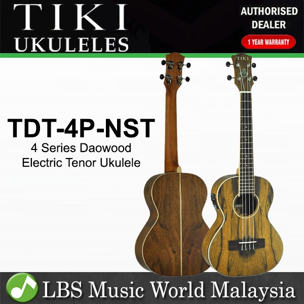 TIKI TDT-4P-NST 4 Series Daowood Top Electric Tenor Ukulele - ซาตินธรรมชาติ (TDT4P TDT 4P)