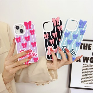 เคสโทรศัพท์มือถือ ยางซิลิโคน ลายการ์ตูนบาร์บี้ โบว์ 3D น่ารัก สําหรับ iPhone 14 13 12 11 Pro Max 14promax