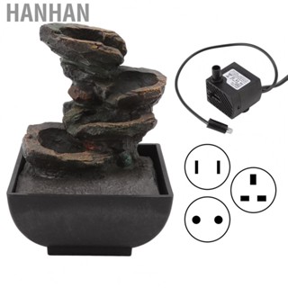 Hanhan Tabletop Water Fountain Durable Resin 4 Tiers  Light Waterfall  Desk Fountain for Home Office Hotel Decorations