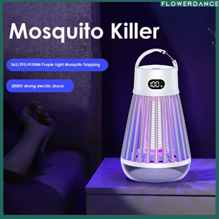 ไฟฟ้า Shock ยุง Killer โคมไฟ Usb ชาร์จ2000Mah Mute Fly Trap แบบพกพา Bug Zapper Night Light สำหรับ Outdoor Camping ยุง Killer โคมไฟดอกไม้