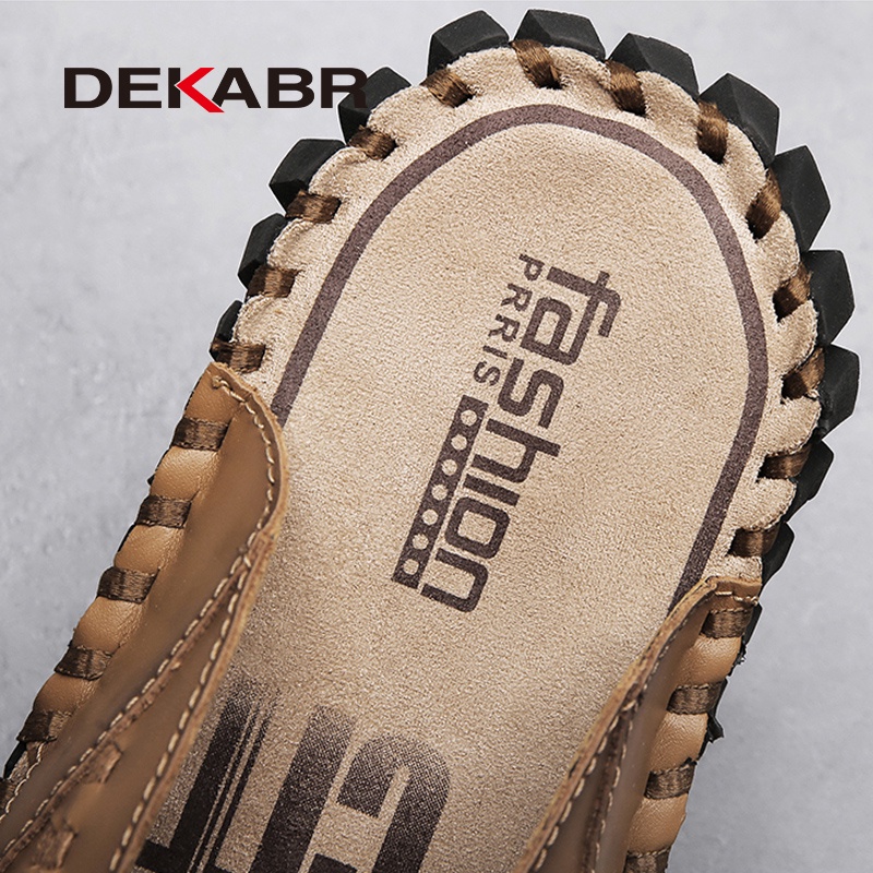 Dekabr รองเท้าแตะลําลอง หนังวัวแท้ หรูหรา เหมาะกับใส่ในบ้าน และนอกบ้าน แฟชั่นสําหรับผู้ชาย