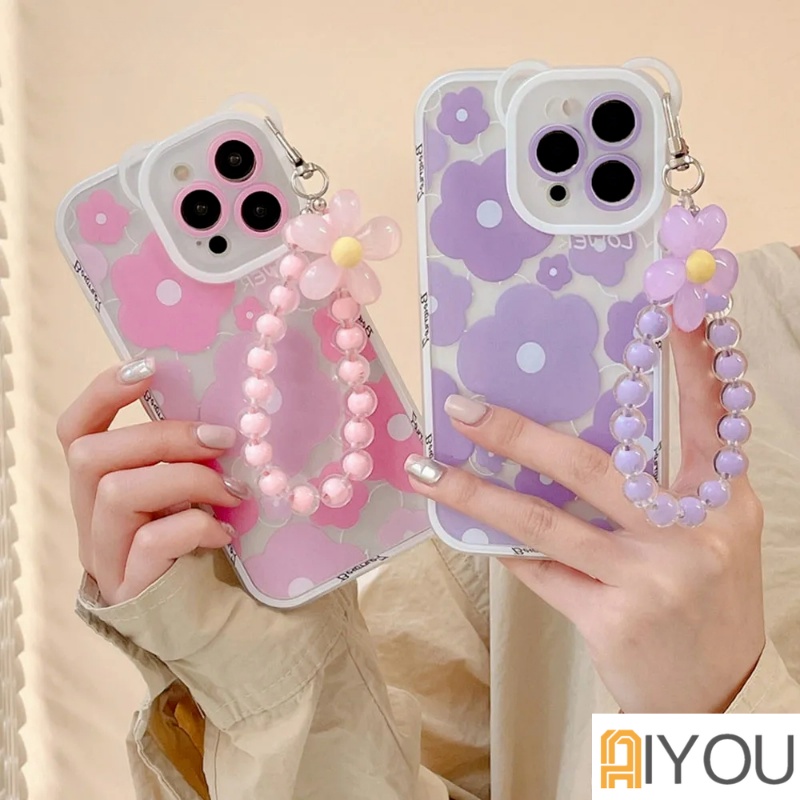 Cases, Covers, & Skins 69 บาท เคสโทรศัพท์มือถือ แบบนิ่ม ลายดอกไม้ และหูหมี สีฟ้า สําหรับ for iPhone 14 pro max 13 12 11 Pro Max Xs Max Xr X 7 8 6 6s Plus with สายโซ่คล้องโทรศัพท์มือถือ ประดับคริสตัล Mobile & Gadgets