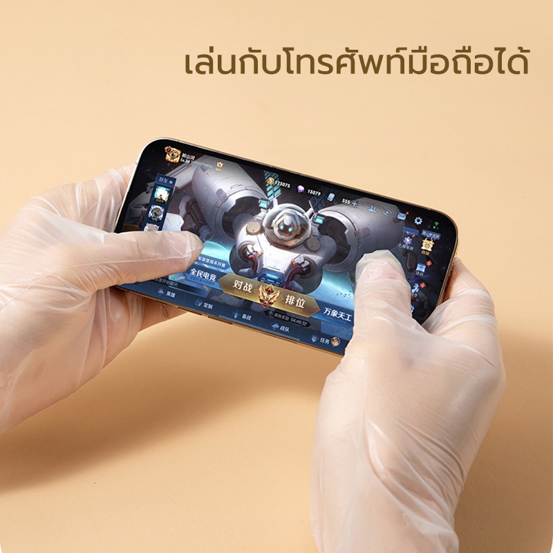 ถุงมือพลาสติก แพ็ค/100ชิ้น แบบใช้แล้วทิ้ง ถุงมืออเนกประสงค์ ถุงมือใช้แล้วทิ้ง ถุงมือทำอาหาร - รูปที่ 3