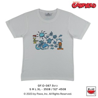 เสื้อยืดแขนสั้นคอกลมแตงโม (SUIKA) - เสื้อยืดคอกลมแขนสั้น การ์ฟิล์ด ลายGARFIELD (GF.O-087)Cotton 100%  [S-5XL]