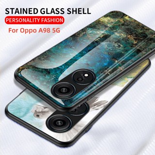 เคสโทรศัพท์มือถือแบบแก้ว ลายหินอ่อน สําหรับ Oppo A98 OppoA98 5G case เคส