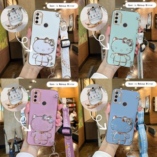 เคส infinix Hot 9 Play เคส infinix Hot 8 Pro 9 Pro เคส infinix Hot 11S NFC Casing infinix Hot 10 Lite Hot 10i Case infinix Smart 5 Pro Smart 6 3GB Case Vanity Mirror Cute Hello Kitty Anime Stand Wrist Band With Metal Sheet Phone Case SK โทรศัพท์มือถือ