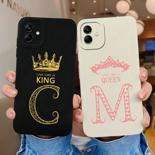 เคสโทรศัพท์มือถือ ซิลิโคนนิ่ม ผิวด้าน ลายมงกุฎ ตัวอักษร หรูหรา สําหรับ Samsung Galaxy A04 M04 A 04 M 04