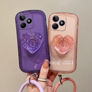 เคสโทรศัพท์มือถือ ซิลิโคนนิ่ม แบบใส ป้องกันเลนส์กล้อง พร้อมแหวนขาตั้ง ถอดออกได้ สําหรับ Realme C53 C55 NFC 2023 C53