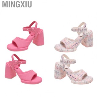 Mingxiu Open Toed Heeled Sandals  Comfortable Ankle Strap Heeled Sandals Lightweight  Slip  for Summer