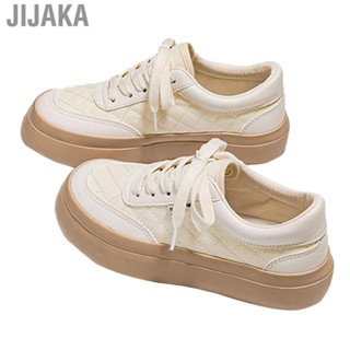 Jijaka Women Canvas Shoes  Comfortable Skate Shoes Wear Resistant Thick Rubber Bottom Lightweight  for Working