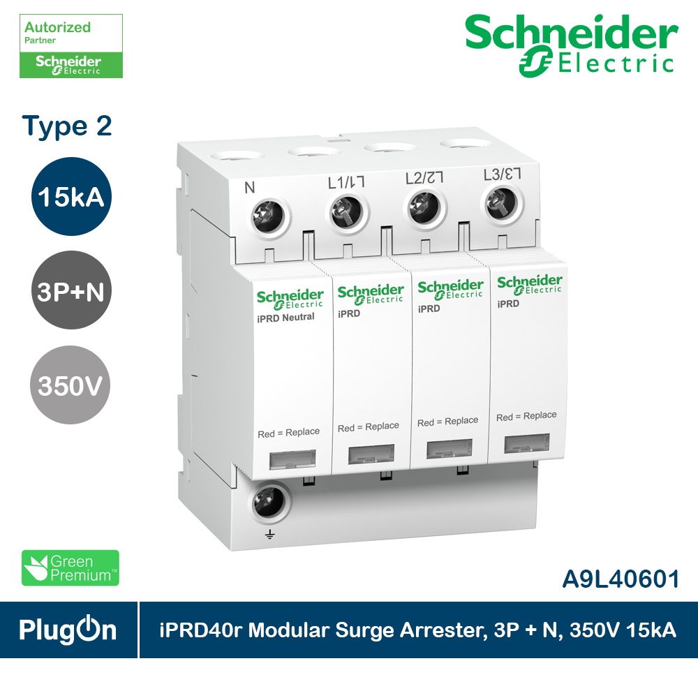 Schneider Electric IPRD40r modular surge arrester 3P+N 350V 15kA with remote transfert ชไนเดอร์ | A9