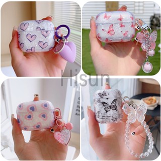 เคสหูฟัง ลายผีเสื้อน่ารัก พร้อมจี้ห้อย สําหรับ Airpods Pro 2 Airpods Pro Airpods 3 Airpods 2 Airpods 1