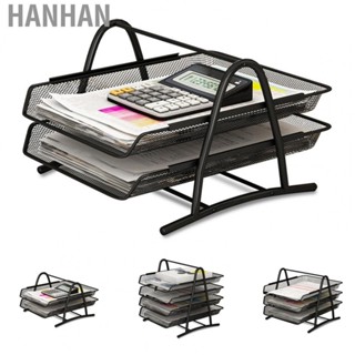 Hanhan Office Desk Document Tray Mesh Bracket Paper Letter Shelf Holder Black Metal for Home Study School