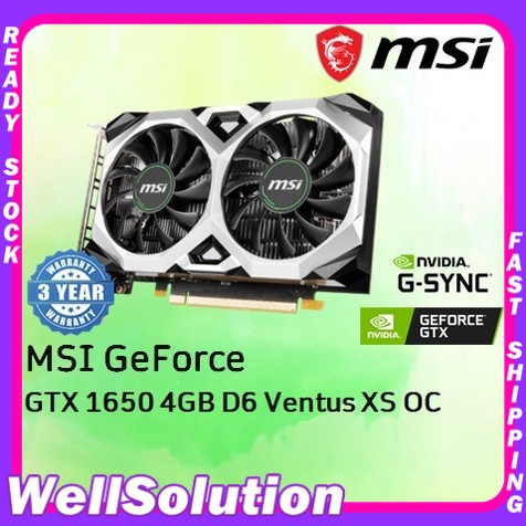 การ์ดจอ MSI GeForce GTX 1650 D6 VENTUS XS OCV1 4GB GDDR6 GPU GTX1650