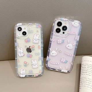 Yiki|เคสโทรศัพท์มือถือแบบนิ่ม ใส ลายกระต่าย สตรอเบอร์รี่ ดอกไม้น่ารัก สําหรับ Samsung S23 Ultra S23 S22 Plus S21 Ultra S20 S21 FE S10