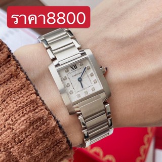 พรี Cartier Tank นาฬิกา​ผู้หญิง​ นาฬิกาควอตซ์ สาย​ส​แตนเลส​ นาฬิกา​ 25*20mm