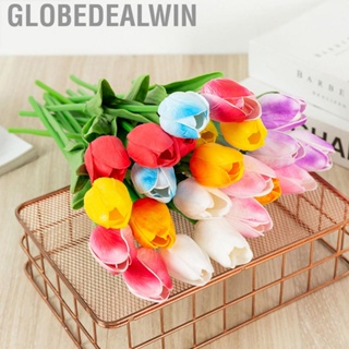 Globedealwin Artificial Flowers Mini PU Tulips Bouquet Faux Plants for Wedding Room Home Hotel Party Event Decor