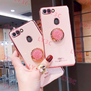 เคสโทรศัพท์มือถือ ชุบไฟฟ้า กันกระแทก พร้อมแหวนขาตั้ง สําหรับ OPPO A5 A3S A15 A35 A16 A16k A17 A17K A36 A76 A53 A32 A33 A54 A55 A57 4G