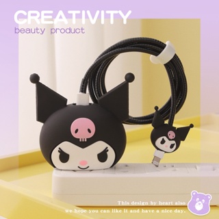 Kuromi เคสป้องกันสายชาร์จโทรศัพท์มือถือ ลายการ์ตูนน่ารัก 18w 20w 14 USB-C ป้องกันการแตกหัก กันเสียรูป 18w 20w สําหรับ Apple