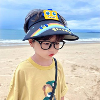 Childrens Sun Hat Summer Boys Hat Cartoon Baby Sun Protection Hat Big Brim Girl Topless Hat Sun Hat qeik