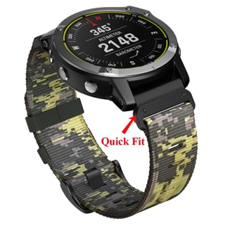 สายนาฬิกาข้อมือไนล่อน ลายพราง ขนาด 22 มม. 26 มม. สําหรับ Garmin Quaitx 3 5 7 7X Marq Gen2