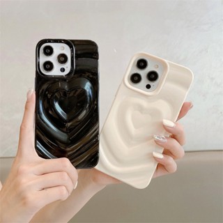 เคสโทรศัพท์มือถือแบบนิ่ม กันกระแทก ลายหัวใจ 3D หรูหรา สําหรับ iPhone 14 13 12 Pro Max 11 14promax 14pro