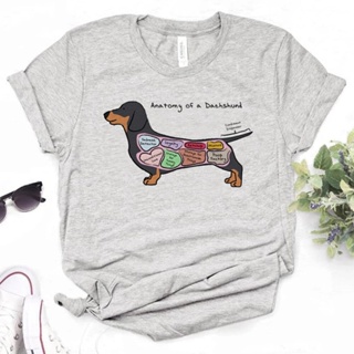 เสื้อยืด พิมพ์ลายกราฟฟิค Dachshund Y2K สไตล์ฮาราจูกุ สําหรับผู้หญิง