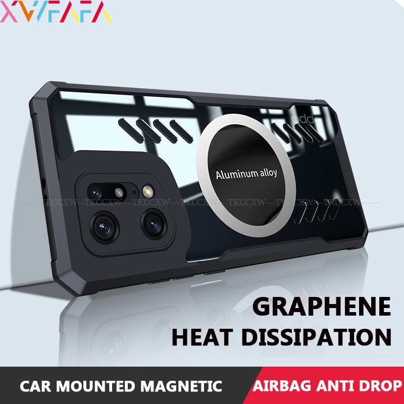 สี ่ มุมหนา Cooling โปร ่ งใสสําหรับ OPPO Reno 8 7 6 5 Pro 5G ค ้ นหา X5 X3 Pro อลูมิเนียมเกมการกระจายความร ้ อนกันกระแทกฝาครอบ