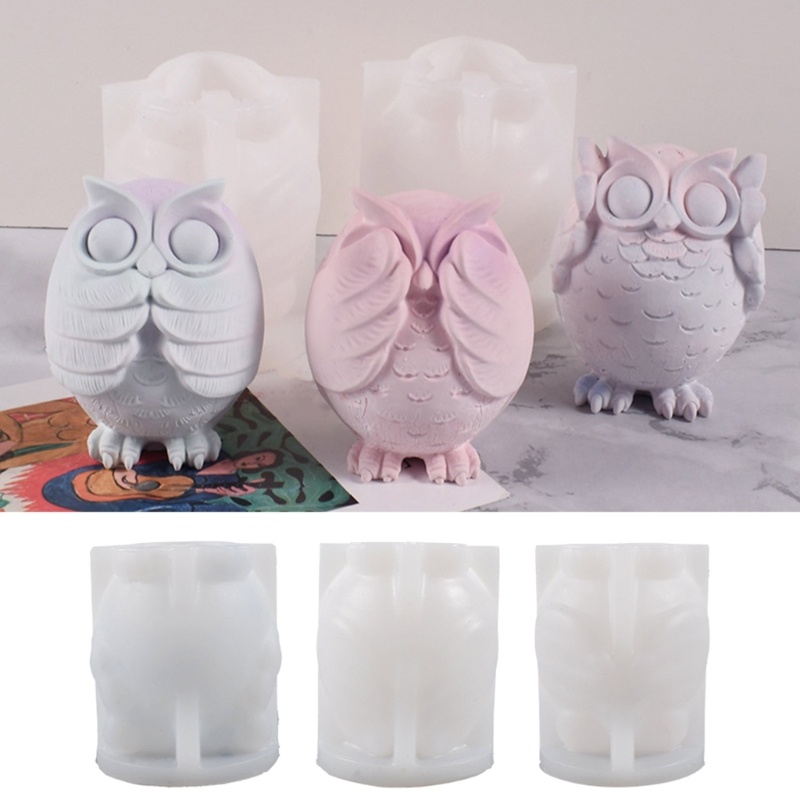 Boom Animal แม่พิมพ์ซิลิโคน 3D Owls เทียนหอม Mould สําหรับขี้ผึ้ง
