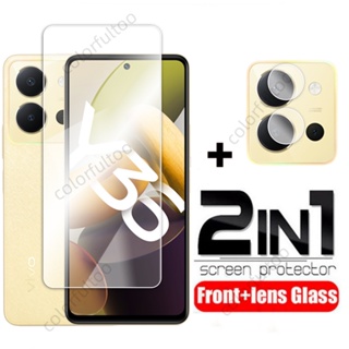 2 IN 1 Tempered Glass Protection Film For Vivo Y36 Y 36 Y35 Y22 Y22S Y16 4G 5G Full Cover 9H HD Tempered Glass Screen Protector Camera Back Lens Film