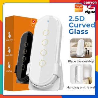 Tuya Zigbee Smart Scene Remote Control 2.5d Curved Glass รูปแบบปุ่มที่ปรับขนาดได้ Smart Scene Switch Touch Remote Controlled canyon