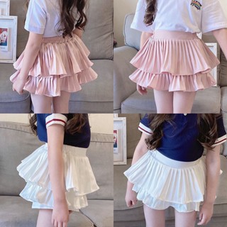 [JOY] กระโปรงพลีท ขนาดใหญ่ สีขาว สีชมพู สําหรับเด็กผู้หญิง