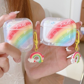 เคสหูฟังบลูทูธ TPU นิ่ม ลายดอกไม้ หัวใจ สีรุ้ง อุปกรณ์เสริม สําหรับ AirPods 1 2 3 Pro Pro2