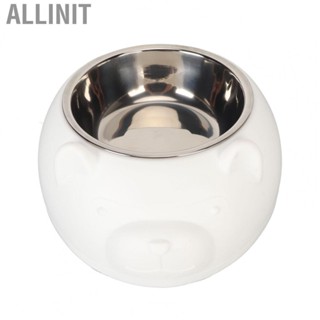 Allinit Dog  Bowl Grade 304 Stainless Steel 200ml  Elevated Tilt Pet for Cats Dogs White