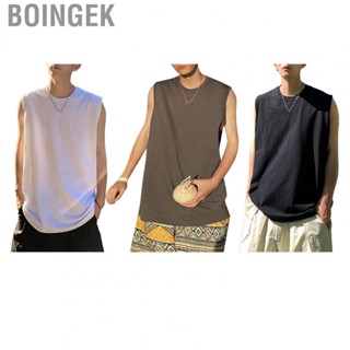 Boingek Sleeveless Shirt  Pure Color Simple Style Men Tank Top Breathable Fashion for Travel