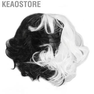 Keaostore Women Wig  Wavy Half Color Curly Female Short Thick Refreshing for Girls Party