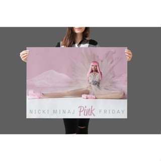 โปสเตอร์ผ้าใบ ลาย Nicki Minaj สีชมพู สําหรับตกแต่งผนังบ้าน ออฟฟิศ ห้องนอน