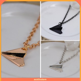 Austinstore สร้อยคอโซ่ จี้เครื่องบินกระดาษ ของขวัญคริสต์มาส แฟชั่นสําหรับผู้ชาย