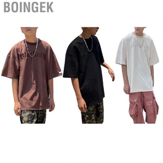 Boingek Men Short Sleeve Top  Goodmatching Summer T Shirt Retro Style Breathable for Seaside Vacation