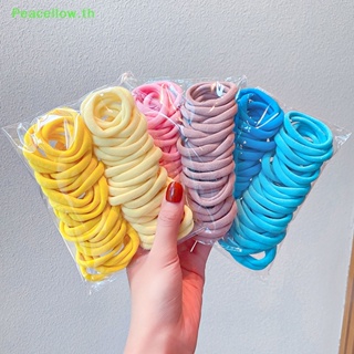 Peacellow ยางรัดผมหางม้า แบบยืดหยุ่น สีดํา สีขาว สําหรับเด็กผู้หญิง 50 ชิ้น