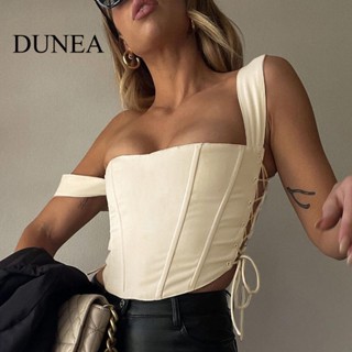 Dunea ผู้หญิง สไตล์ย้อนยุค สายคล้องด้านข้าง เสื้อกล้าม บาง