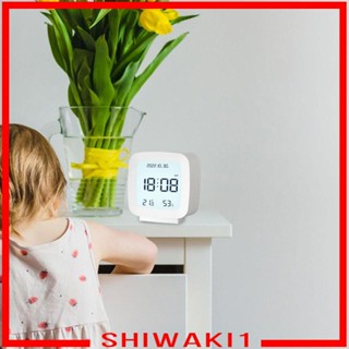 [Shiwaki1] นาฬิกาปลุกดิจิทัลไฟฟ้า 12 24H ไฮโกรมิเตอร์ และเครื่องวัดอุณหภูมิ ความชื้น สําหรับห้องนั่งเล่น ข้างเตียง