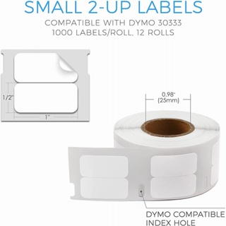 6 x Rolls Compatible DYMO 30333 (1/2" x 1") Extra Small 2-Up Multipurpose Labels Compatible with DYMO Labelwriter 400 450 Turbo