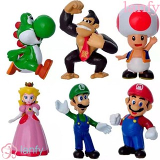 LANFY ฟิกเกอร์ Super Mario Bros ขนาดเล็ก ของเล่นสําหรับเด็ก โมเดล ของสะสม ซูเปอร์มาริโอ้ Luigi Wario Super Mario PVC