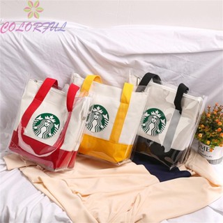 【COLORFUL】Sheer Shoulder Bag Canvas Comfortable Durable Large Capacity Moisture-Proof