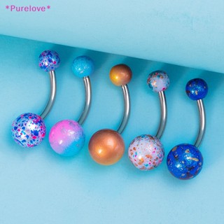 Purelove&gt; ใหม่ ชุดจิวสะดือ สเตนเลส เพ้นท์สี สร้างสรรค์ เครื่องประดับร่างกาย หน้าท้อง 5 ชิ้น