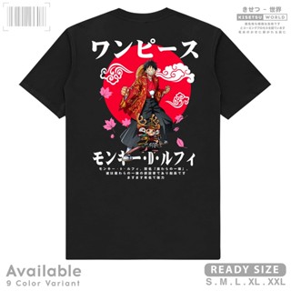 ROUND คอลูกเรือเสื้อยืด พิมพ์ลายอนิเมะ One Piece MONKEY D LUFFY AND CHOPPER สไตล์ญี่ปุ่น x 9211-4XL