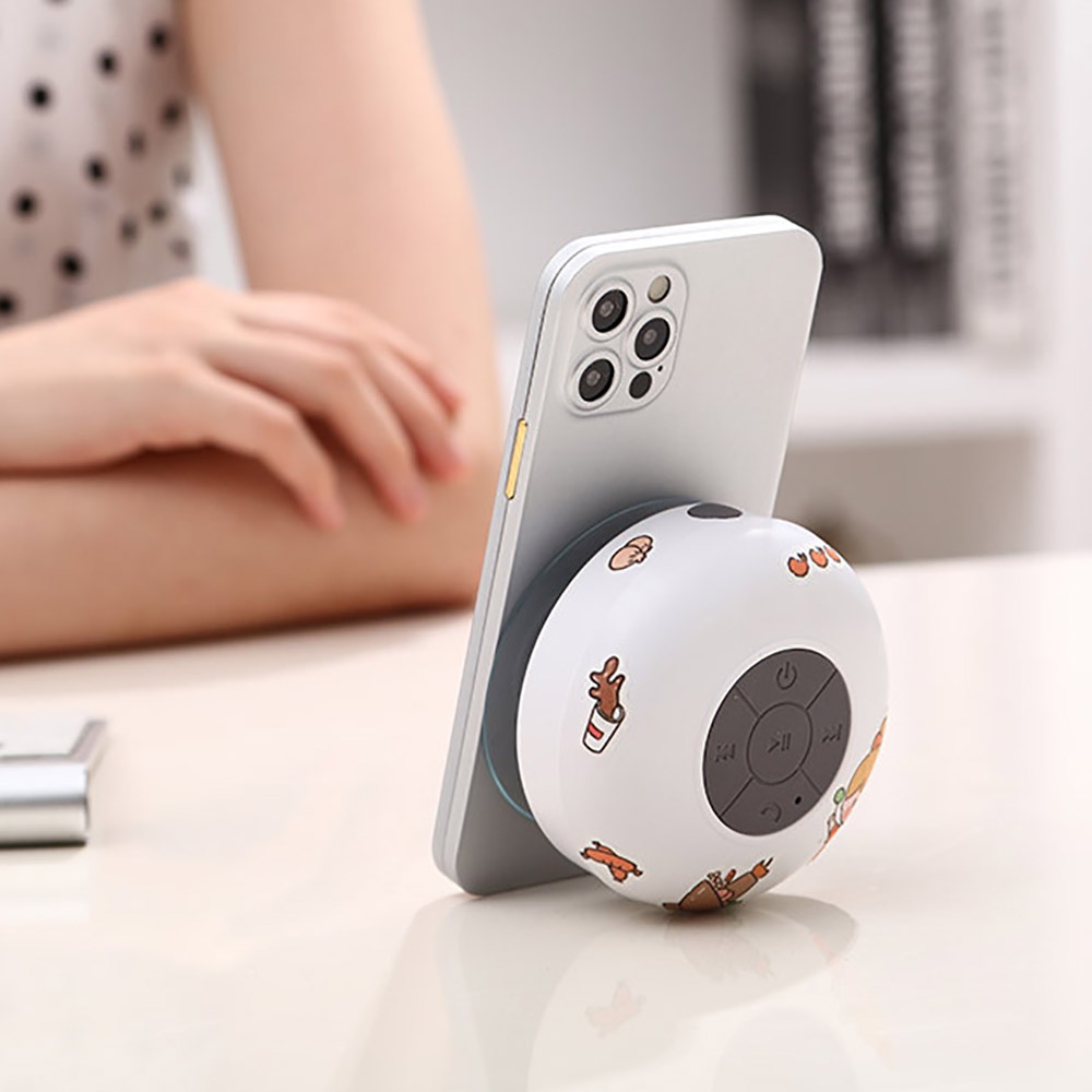 ลำโพงบลูทูธกันน้ำ เสียงชัดติดในห้องน้ำ ขนาดเล็กพกพา Bluetooth Mini Speaker ลำโพง พร้อมที่ดูดด้วย ติดข้างหลังมือถือ